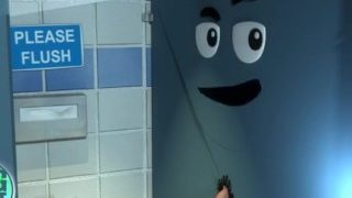 The girl sucks the dick through the wall and spits