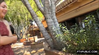 Girl spreads legs on bench